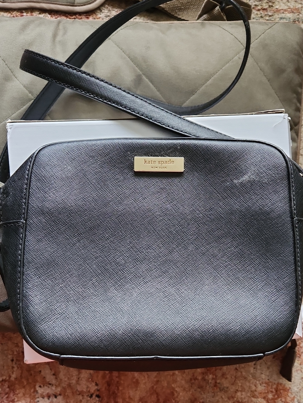 Kate Spade Newbury Lane Cammie Leather Box Camera Bag Crossbody Purse Black